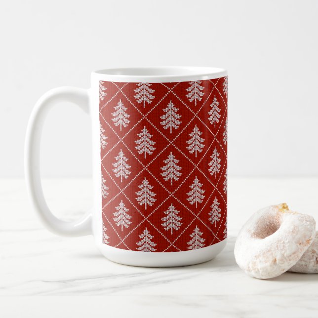 Knitted Christmas Tree Coffee Mug (With Donut)