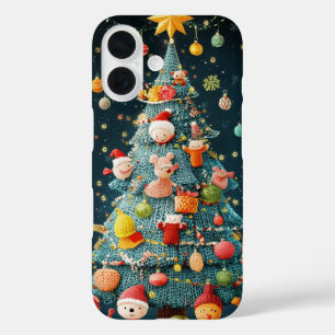 Knitted Christmas Tree Festive Ornaments Cute iPhone 16 Case