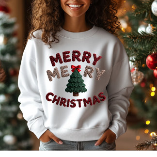 Knitted Christmas Tree T-Shirt T-Shirt Tri-Blend Shirt