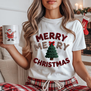 Knitted Christmas Tree T-Shirt T-Shirt Tri-Blend Shirt