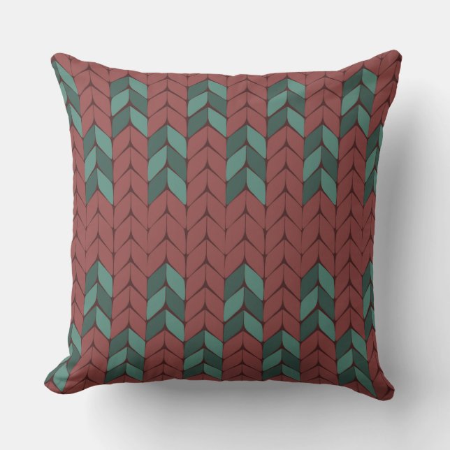 Knitted Christmas trees Throw Pillow (Front)
