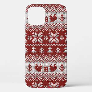 Knitted Christmas vintage seamless decorative patt iPhone 12 Case