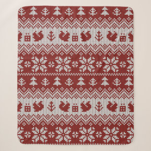 Knitted Christmas vintage seamless decorative patt Sherpa Blanket