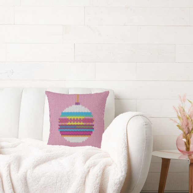 Pink knit pillow store