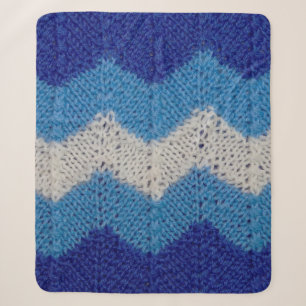 knitted fabric with striped figures blue and white sherpa blanket
