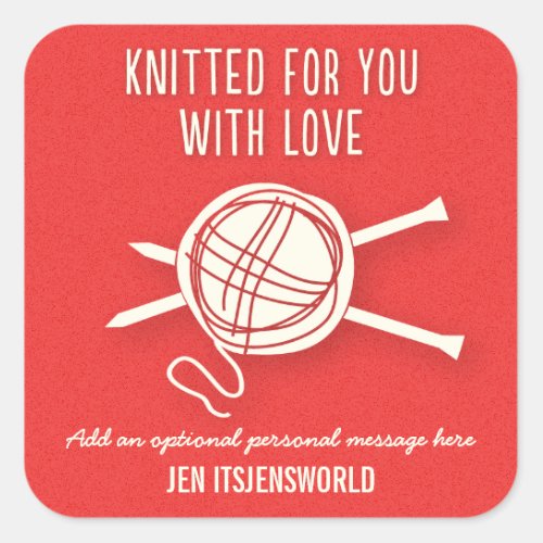 Knitted For You Sticker in Bright Red