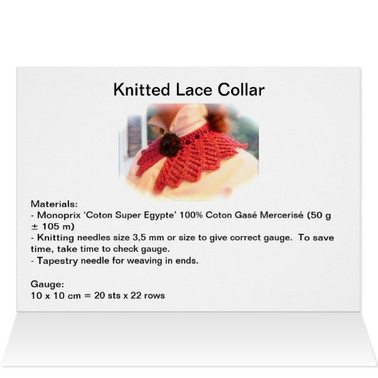 Knitted Lace Collar Pattern Cards (Inside Horizontal (Top))