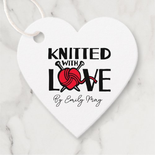 Knitted love heart red wool knit business tags