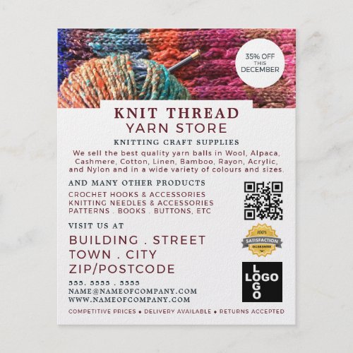 Knitted Material Knitting Store Yarn Store Flyer