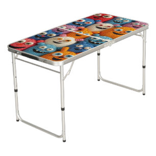 knitted monsters beer pong table