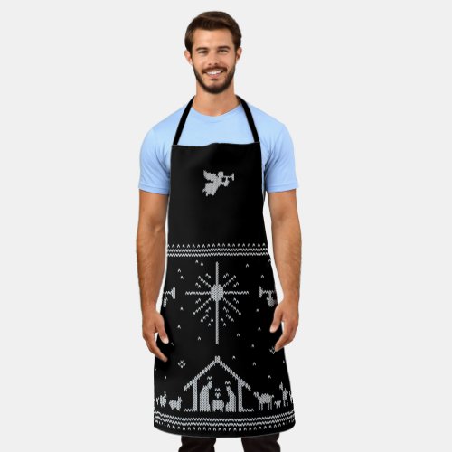 Knitted Nativity Angel Christmas Sweater Religious Apron