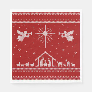 Knitted Nativity Ugly Christmas Sweater Christian Napkins