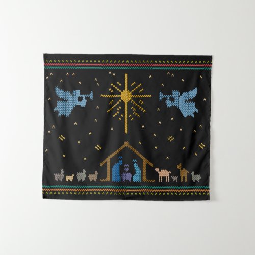 Knitted Nativity _ Ugly Christmas Sweater Knitting Tapestry