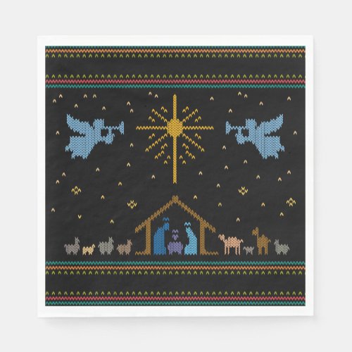Knitted Nativity _ Ugly Christmas Sweater Style Napkins
