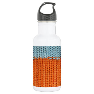 Knitted Orange and Teal Wool Water Bottle
