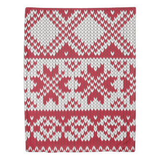 Knitted pattern in red and white duvet cover