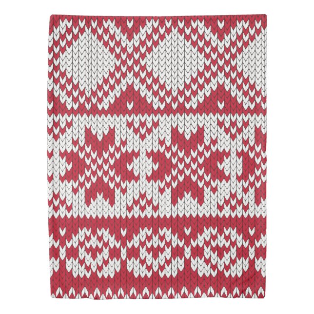 Knitted pattern in red and white duvet cover (Front)