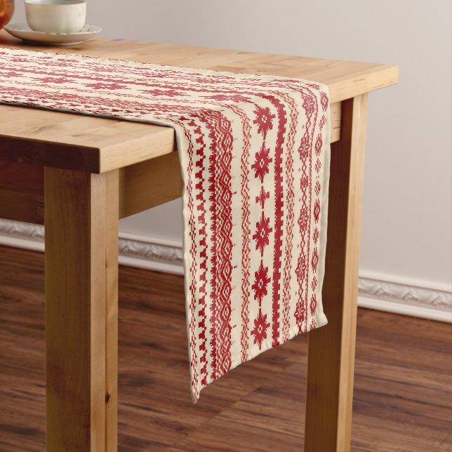  Knitted-Pattern   look   Nordic    folk art style Short Table Runner (In Situ)