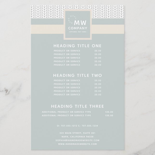 Knitted Pattern Modern Professional Hand Made Flyer (Front)