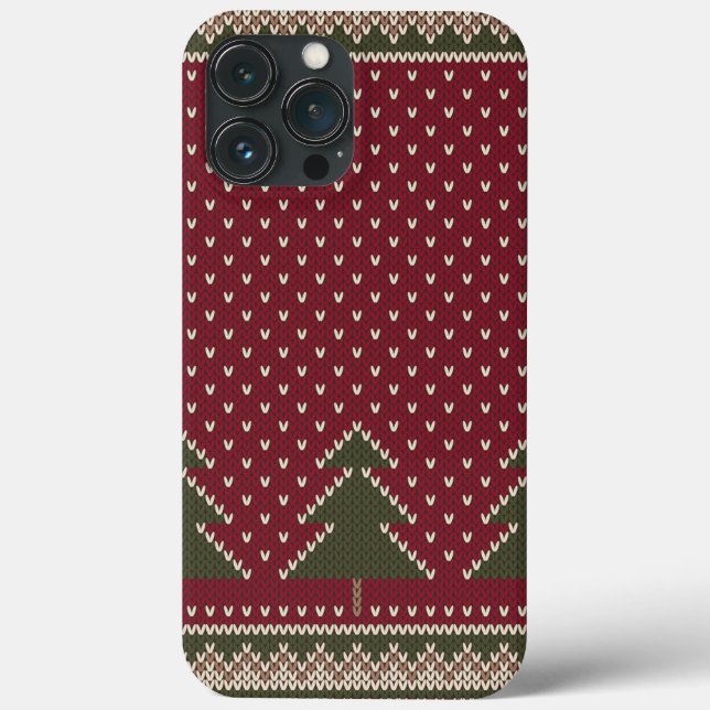 Knitted pattern with christmas trees Case-Mate iPhone case (Back)