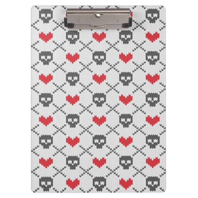 Knitted pattern with skulls clipboard (Front)