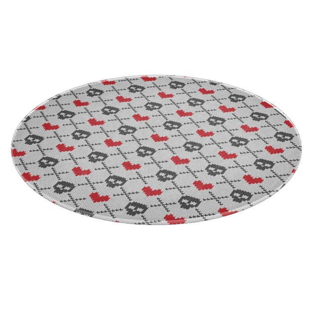 Knitted pattern with skulls cutting board (Corner)