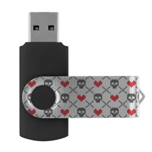 Knitted pattern with skulls flash drive