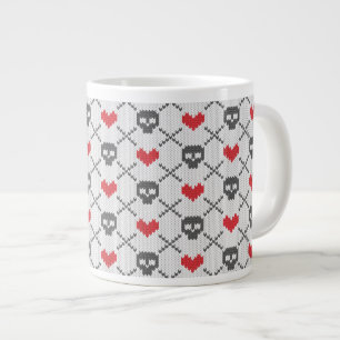 Knitted pattern with skulls giant coffee mug
