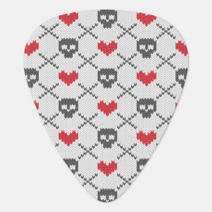 Knitted pattern with skulls guitar pick