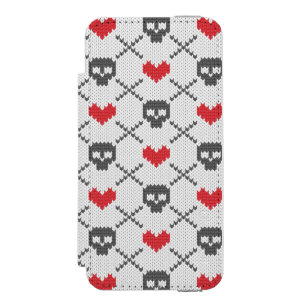 Knitted pattern with skulls iPhone SE/5/5s wallet case