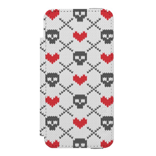 Knitted pattern with skulls incipio iPhone wallet case (Folio Front)