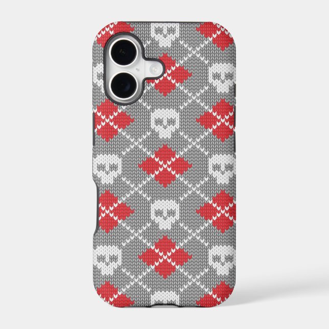 Knitted pattern with skulls iphone case (Back)