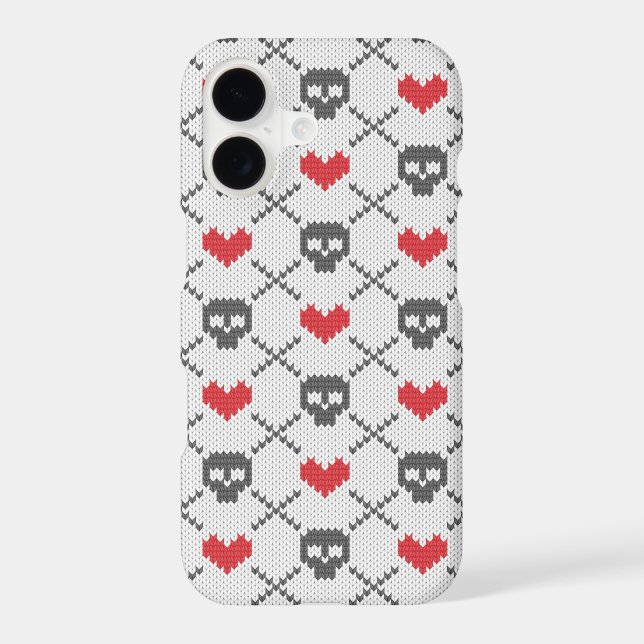 Knitted pattern with skulls iphone case (Back)