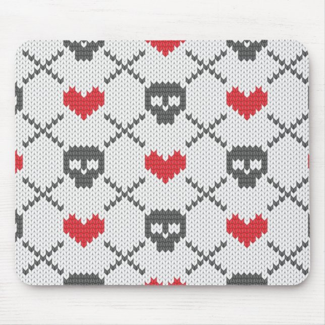 Knitted pattern with skulls mouse pad (Front)