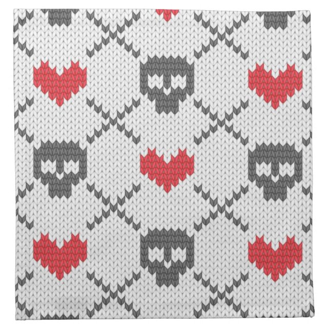 Knitted pattern with skulls napkin (Front)
