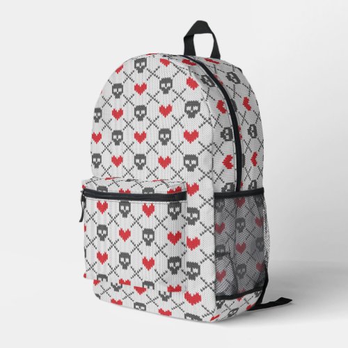 Knitted pattern with skulls printed backpack