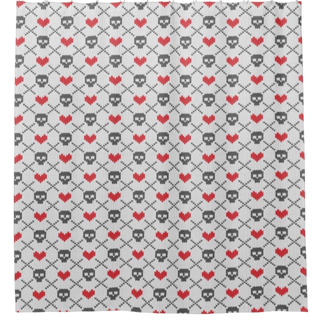 Knitted pattern with skulls shower curtain (Front)