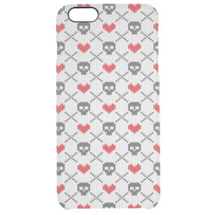 Knitted pattern with skulls clear iPhone 6 plus case