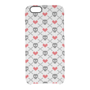 Knitted pattern with skulls clear iPhone 6/6S case