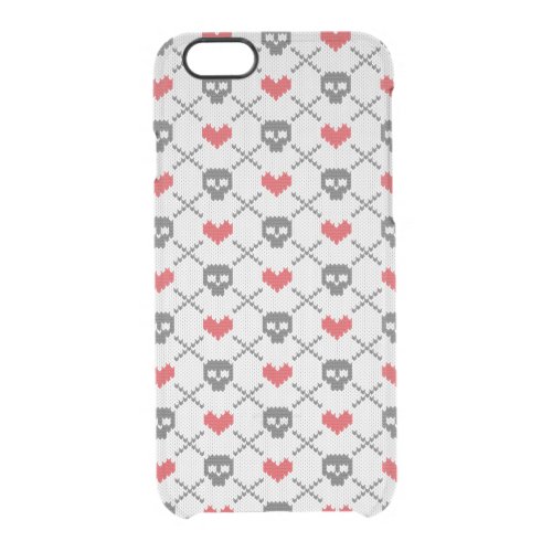 Knitted pattern with skulls clear iPhone 66S case