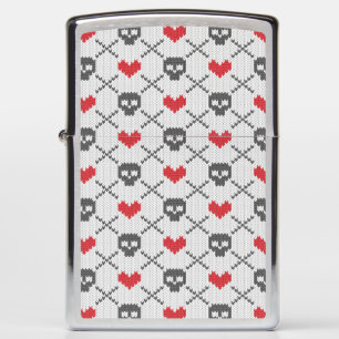 Knitted pattern with skulls zippo lighter