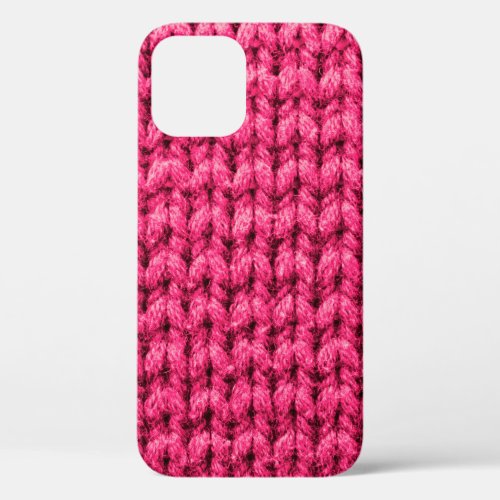 Knitted pink background Yarn texture Vertical kn iPhone 12 Case