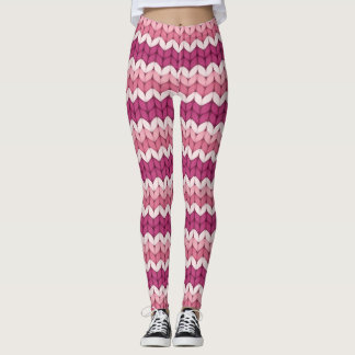Knitted Pink Zig Zag Leggings