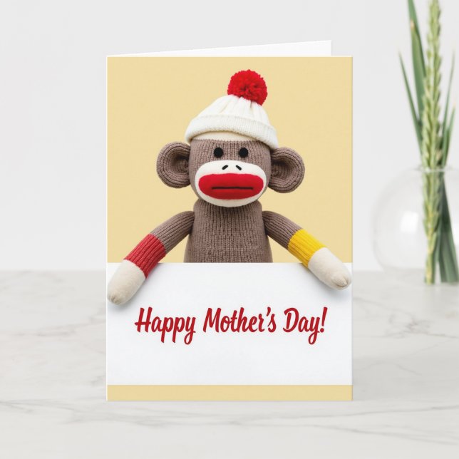 Knitted Primate Mothers Day Card (Front)
