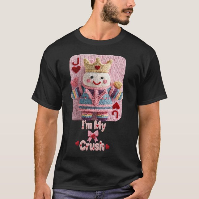 Knitted Queen of Hearts Valentine Self-Love Doll T-Shirt (Front)