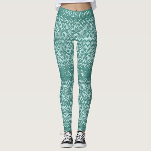 Knitted Stitch Pattern8 Green ID208 Leggings