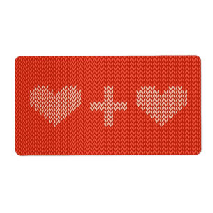Knitted Two Hearts Label