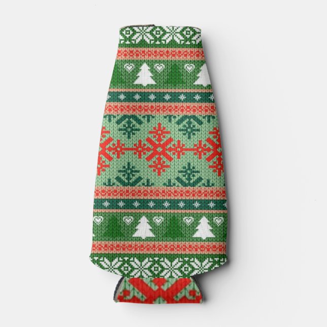 knitted ugly Christmas sweater Bottle Cooler (Front)