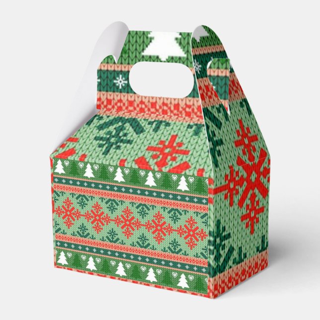 knitted ugly Christmas sweater Favor Boxes (Front Side)