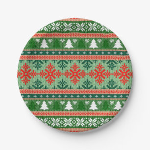 knitted ugly Christmas sweater Paper Plates